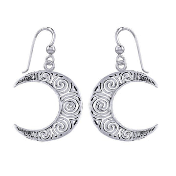 Spiral Crescent Moon Sterling Silver Earrings TER1895 - Jewelry